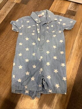 Celebrate It Blue Denim-Style Star Print One-Piece Bodysuit